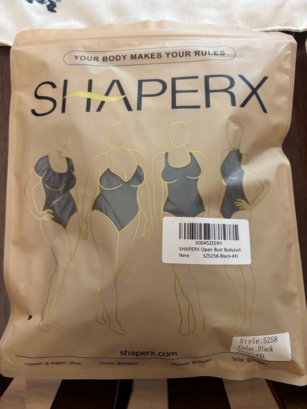 SHAPERX Black Open Bust Bodysuit - Women's Shapewear